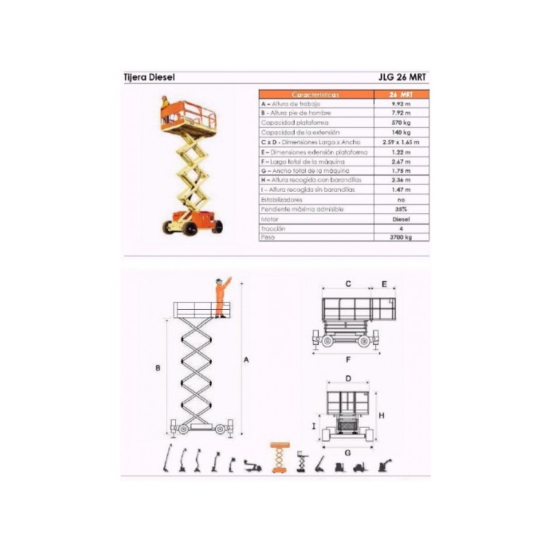 TIJERA DIESEL, 26 MRT, 10M. JLG