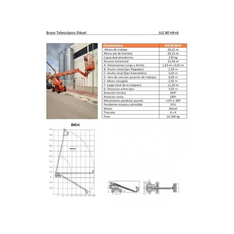 BRAZO DIESEL TELESCOPIC 80 HX, 28 M. JLG