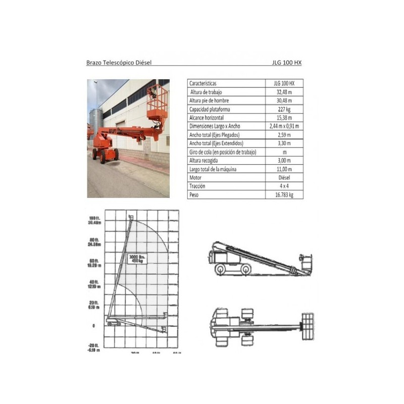 BRAZO DIESEL TELESCOPIC 100 HX, 32 M JLG