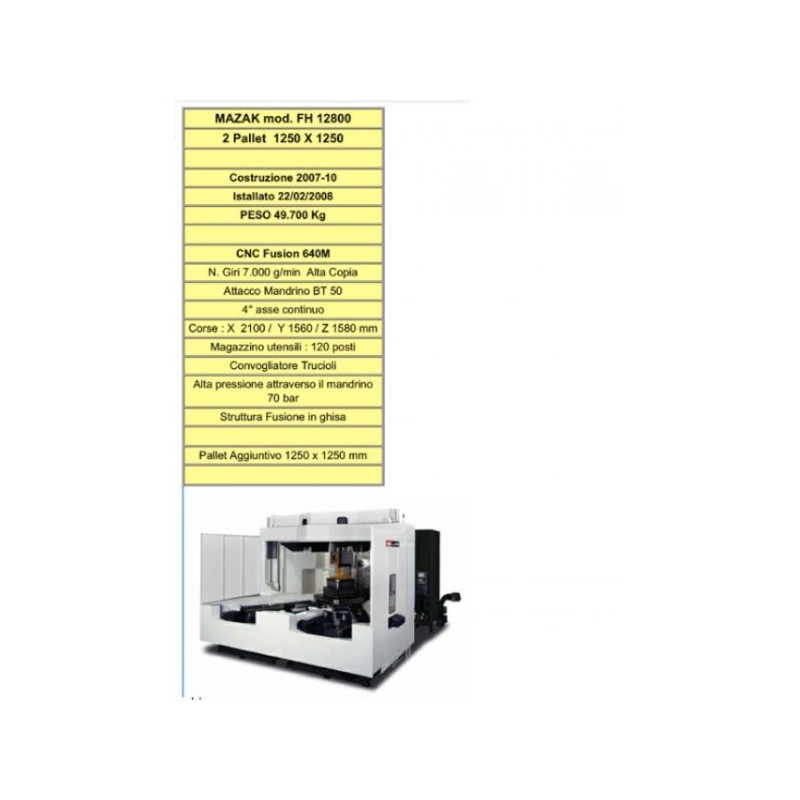Centro di lavoro Mazak orizzontale mod FH 12800